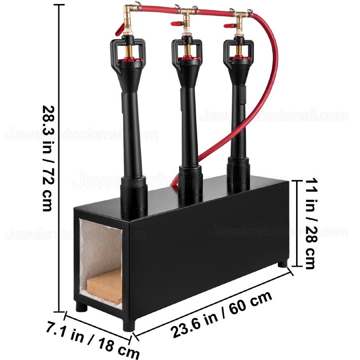 Portable Jewelry Making Gas Propane Forge Furnace Burner Three Burners Metal Equipment